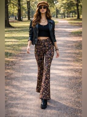 Wrangler High Rise Fierce Flare Corduroy Pants in Floral Pattern Sz 27x32 NWT